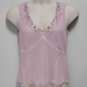 Y2K Sheer Babydoll Fairy Top Sequin Beaded Lilac Whimsical Romantic Dainty